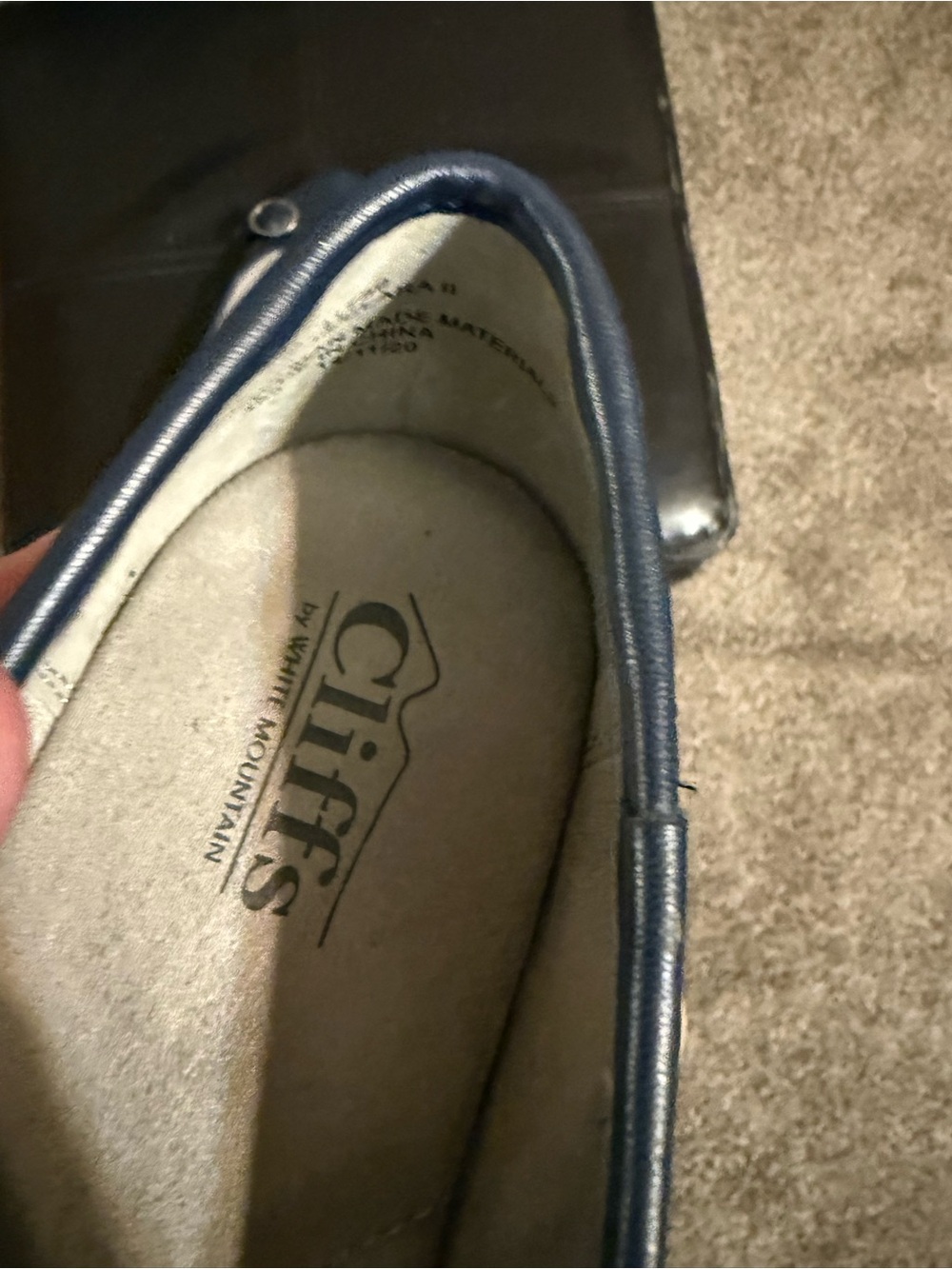 New w/out tag White Mountain Navy Vegan Leather Slip-On Ballet Flats with Buckle - Picture 4 of 4